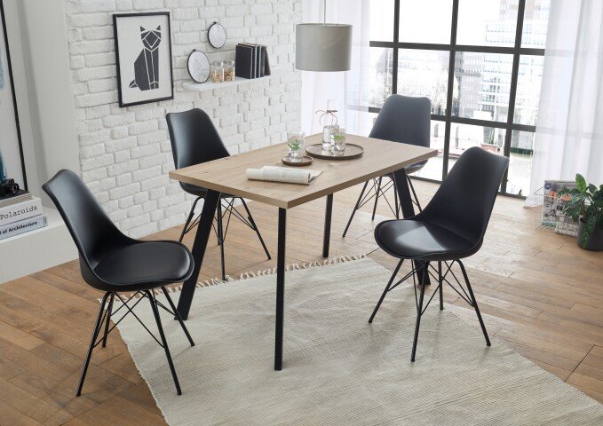 Esstisch >Big System< in schwarz matt / asteiche - 160x75x70cm (BxHxT)