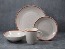 Geschirr-Set >Como< (16-tlg.) in hell und dunkelgrau, Steingut - 26,4cm (D)