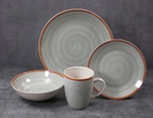 Geschirr-Set >Tunis< (24-tlg.) in hellgrau, dunkelgrau und rose - 26,4 (D)