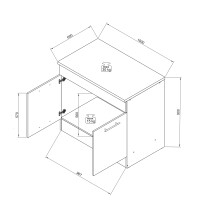 EDDY Moderner Spülenunterschrank Küche in Weiß matt, Metallic Grau - Geräumiger Küchenschrank mit viel Stauraum - 100 x 90 x 60 cm (B/H/T)