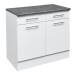 EDDY Moderner Küchenunterschrank in Weiß matt, Metallic Grau - Geräumiger Unterschrank Küche mit viel Stauraum - 100 x 90 x 60 cm (B/H/T)