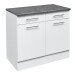 EDDY Moderner Küchenunterschrank in Weiß matt, Metallic Grau - Geräumiger Unterschrank Küche mit viel Stauraum - 100 x 90 x 60 cm (B/H/T)