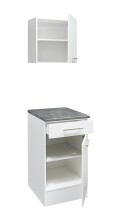 EDDY Moderner Küchenunterschrank in Weiß matt, Metallic Grau - Geräumiger Unterschrank Küche mit viel Stauraum - 50 x 90 x 60 cm (B/H/T)