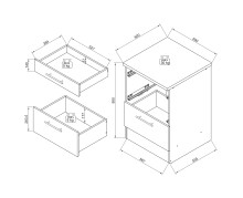 EDDY Moderner Schubladenschrank Küche in Weiß matt, Metallic Grau - Geräumiger Küchenunterschrank mit viel Stauraum - 60 x 90 x 60 cm (B/H/T)