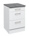 EDDY Moderner Schubladenschrank Küche in Weiß matt, Metallic Grau - Geräumiger Küchenunterschrank mit viel Stauraum - 60 x 90 x 60 cm (B/H/T)