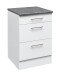EDDY Moderner Schubladenschrank Küche in Weiß matt, Metallic Grau - Geräumiger Küchenunterschrank mit viel Stauraum - 60 x 90 x 60 cm (B/H/T)