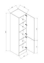 EDDY Moderner Vorratsschrank Küche in Weiß matt - Geräumiger Küchenschrank mit viel Stauraum - 50 x 200 x 57 cm (B/H/T)