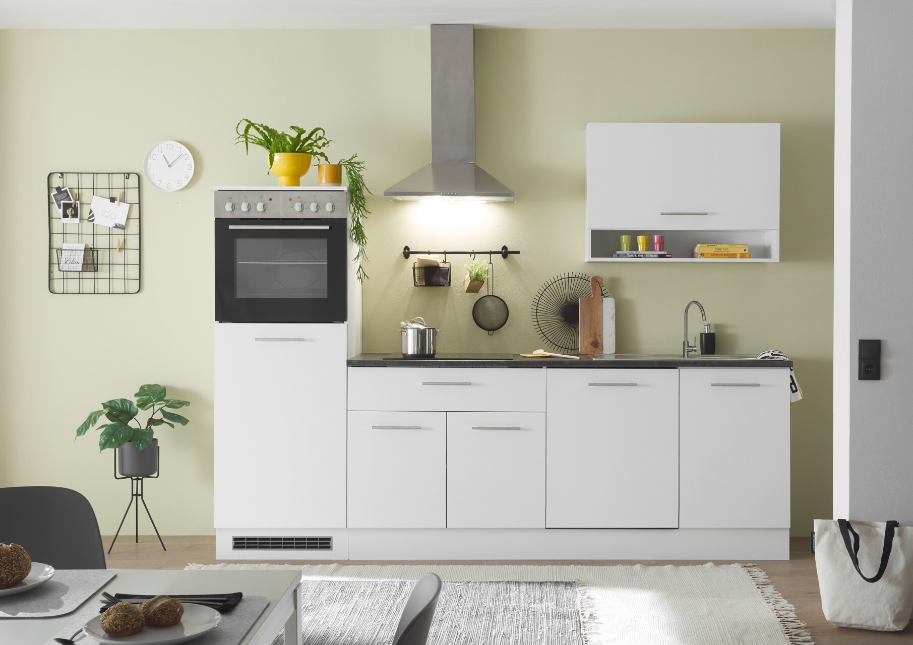 EDDY Moderne Küchenzeile ohne Elektrogeräte in Weiß matt, Metallic Gr, 649,95 €