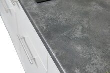 EDDY Moderne Küchenzeile ohne Elektrogeräte in Weiß matt, Metallic Grau - Geräumige Einbauküche mit viel Stauraum - 260 x 220 x 60 cm (B/H/T)