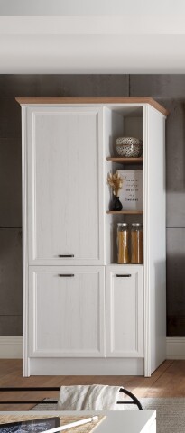 JASMIN Moderner Einbauschrank für Kühlschrank in Pinie hell, Artisan Eiche Optik - Geräumiger Hochschrank Küchenschrank mit viel Stauraum - 104 x 216,5 x 61 cm (B/H/T)