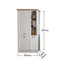 JASMIN Moderner Einbauschrank für Kühlschrank in Pinie hell, Artisan Eiche Optik - Geräumiger Hochschrank Küchenschrank mit viel Stauraum - 104 x 216,5 x 61 cm (B/H/T)