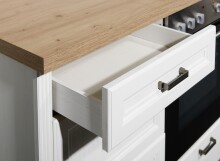 JASMIN Moderne Küchenzeile ohne Elektrogeräte in Pinie hell, Artisan Eiche Optik - Geräumige Einbauküche im Landhausstil - 235 x 216,5 x 60 cm (B/H/T)