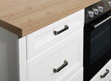 JASMIN Moderne Küchenzeile ohne Elektrogeräte in Pinie hell, Artisan Eiche Optik - Geräumige Einbauküche im Landhausstil - 235 x 216,5 x 60 cm (B/H/T)