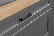 JASMIN Moderne Küchenzeile ohne Elektrogeräte in Graphit, Artisan Eiche Optik - Geräumige Einbauküche im Landhausstil - 344 x 228 x 60 cm (B/H/T)