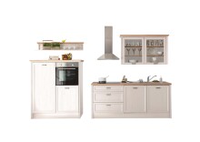 JASMIN Moderne Küchenzeile ohne Elektrogeräte in heller Pinie, Artisan Eiche Optik - Geräumige Einbauküche im Landhausstil - 344 x 228 x 60 cm (B/H/T)