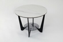 Couchtisch >2178-19< in  weiß marmoriert hochglanz, Keramik - 42x60cm (HxD)
