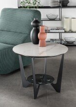 Couchtisch >2178-19< in  weiß marmoriert hochglanz, Keramik - 42x60cm (HxD)