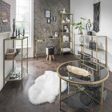 Ablageregal >3020-39< in Gold, Ablage Glas - 51x175x36cm (BxHxT)