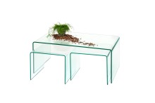 Couchtisch >7/121< in Klarglas, Glas - 90x38x50cm (BxHxT)