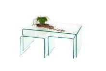 Couchtisch >7/121< in Klarglas, Glas - 90x38x50cm (BxHxT)