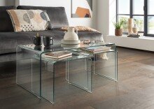 Couchtisch >7/121< in Klarglas, Glas - 90x38x50cm...