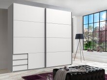 Schwebetürenschrank >Seattle< in WEISS - 225x208x65cm (BxHxT)