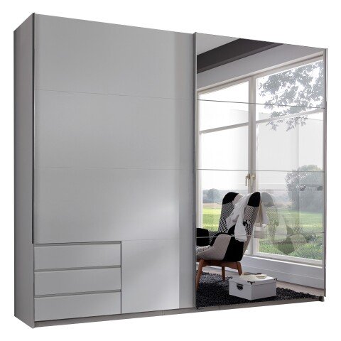 Schwebetürenschrank >Seattle< in WEISS - 225x208x65cm (BxHxT)