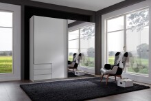 Schwebetürenschrank >Seattle< in WEISS - 225x208x65cm (BxHxT)