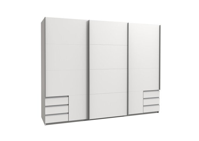 Schwebetürenschrank >Seattle< in WEISS - 270x208x65cm (BxHxT)