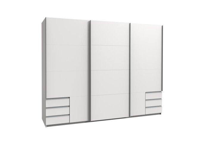 Schwebetürenschrank >Seattle< in WEISS - 270x208x65cm (BxHxT)