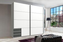 Schwebetürenschrank >Seattle< in WEISS + GRAPHIT - 225x208x65cm (BxHxT)