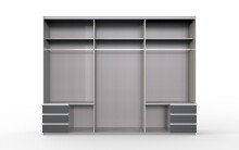 Schwebetürenschrank >Seattle< in WEISS + GRAPHIT - 270x208x65cm (BxHxT)