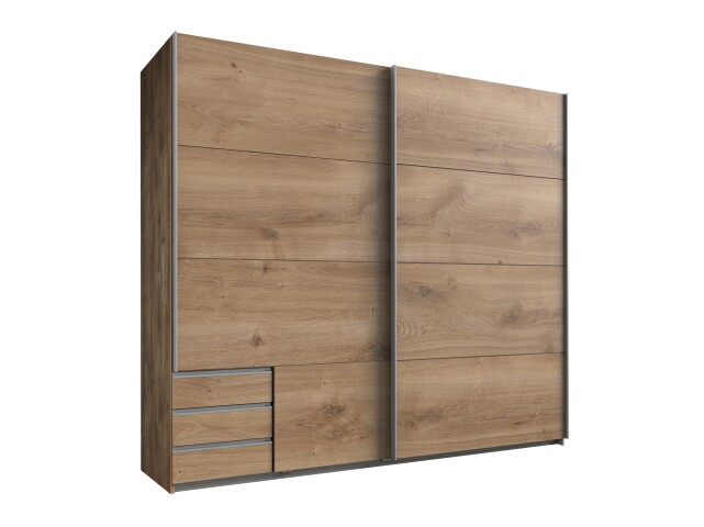 Schwebetürenschrank >Seattle< in PLANKENEICHE NACHBILDUNG - 225x208x65cm (BxHxT)