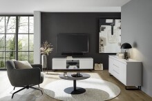 Sideboard >AUSTIN< in modern white, HWP - 166x74x40cm (BxHxT)