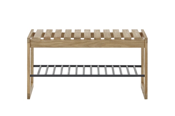 Schuhbank >BANTRY< in holzfarben, Eiche massiv geölt - 88x45x30cm (BxHxT)