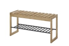 Schuhbank >BANTRY< in holzfarben, Eiche massiv geölt - 88x45x30cm (BxHxT)