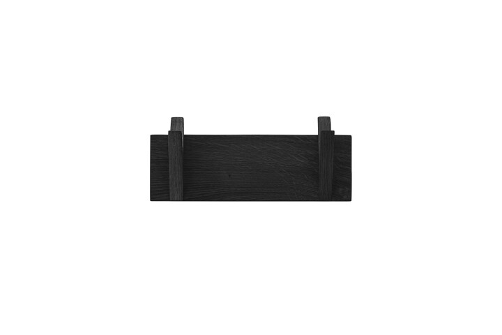 Garderobenpaneel >BANTRY< in schwarz, Eiche massiv gebeizt - 30x13x12cm (BxHxT)