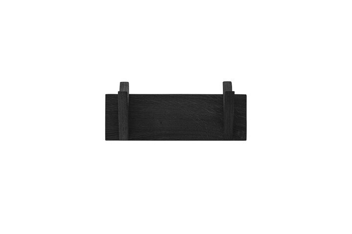Garderobenpaneel >BANTRY< in schwarz, Eiche massiv gebeizt - 30x13x12cm (BxHxT)