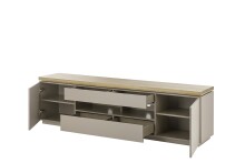 Lowboard >PALAMOS< in holzfarben/grau, HWP - 200x57x40cm (BxHxT)