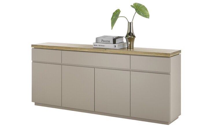Sideboard >PALAMOS< in holzfarben/grau, HWP - 200x86x40cm (BxHxT)