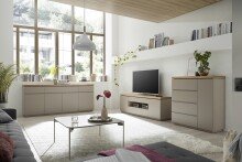 Sideboard >PALAMOS< in holzfarben/grau, HWP - 200x86x40cm (BxHxT)