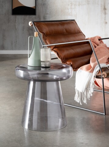 Beistelltisch >7/210< in Grau, Glas - 39x40cm (HxD)