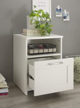 SALIAS Nachttisch in Weiß - Moderner Nachtschrank mit Schublade und offenem Ablagefach - 40 x 54 x 42 cm (B/H/T)