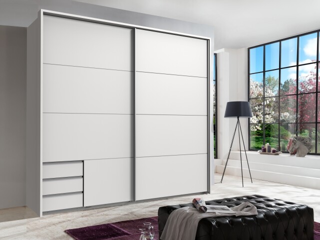 Schlafzimmer-Set >Seattle< in Weiß - 228x213x65cm (BxHxT)