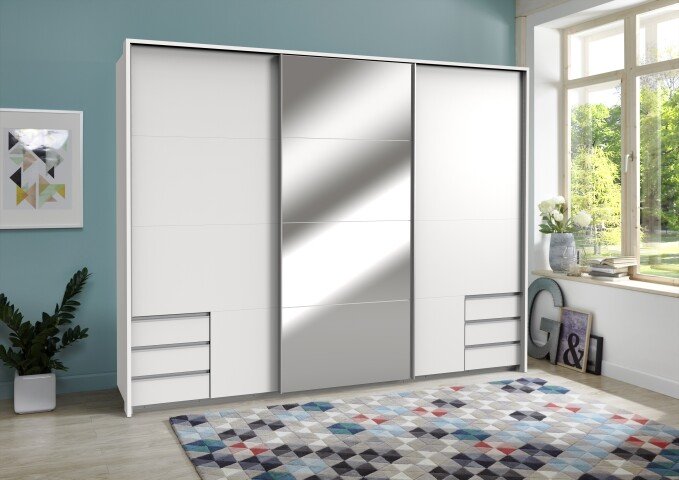 Schlafzimmer-Set >Seattle< in Weiß - 273x213x65cm (BxHxT)