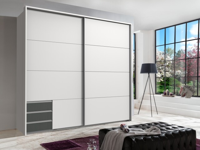 Schlafzimmer-Set >Seattle< in Weiß - 228x213x65cm (BxHxT)