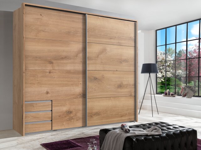 Schlafzimmer-Set >Seattle< in Plankeneiche-Nachbildung - 228x213x65cm (BxHxT)