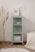 Vitrine >Milton< in mintgrün, Stahl - 40x101,5x40cm (BxHxT)