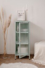Vitrine >Milton< in mintgrün, Stahl - 40x101,5x40cm (BxHxT)