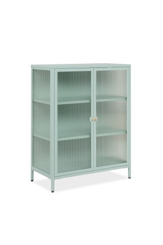 Vitrine >Milton< in mintgrün, Stahl - 80x101,5x40cm (BxHxT)